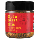 McCormick Pizza Topping Seasoning jar label boosts Italian-inspired flavor for homemade pies.