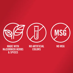 Label highlights no artificial flavors for McCormick Premium Taco Seasoning Mix