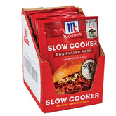 McCormick slow cooker BBQ pulled pork seasoning mix front package showing Texas flavor