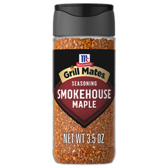 McCormick Smokehouse Maple Seasoning bottle ready for grilling.