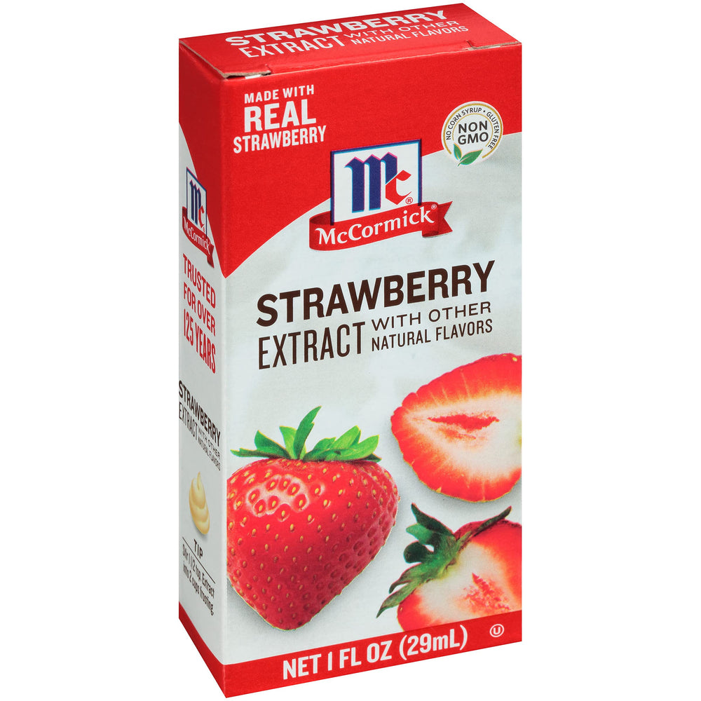 McCormick Strawberry Extract bottle—real flavor for desserts.