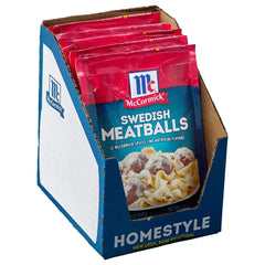 McCormick Swedish Meatballs Seasoning Pack 6 ready-to-use flavor blend for weeknight dinners.