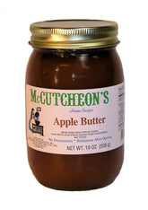 McCutcheon's Apple Butter on wood table; rich, all-natural spread for toast
