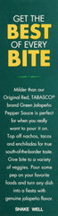 McIlhenny TABASCO Green Jalapeño label closeup highlights pepper-forward flavor.