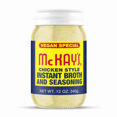 McKay's Vegan Chicken Seasoning jar pour adds rich plant-based umami to soups