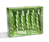 Mcphee Fancy Pickle Candy Cane in green packaging adds a savory holiday twist.
