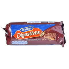 McVitie's Milk Chocolate Digestives pack front, a teatime treat pairs well with a cup of tea.
