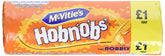 McVitie's Original Hobnobs pack shot highlights crisp oat biscuits, ideal for tea dunking.