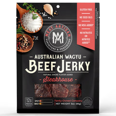 MEAT ARTISAN MA Wagyu jerky with steakhouse flavor for high-protein snacking on the go