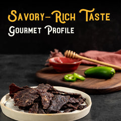 Meat Artisan Wagyu Honey Jalapeno jerky front label emphasizes gluten-free and no MSG.