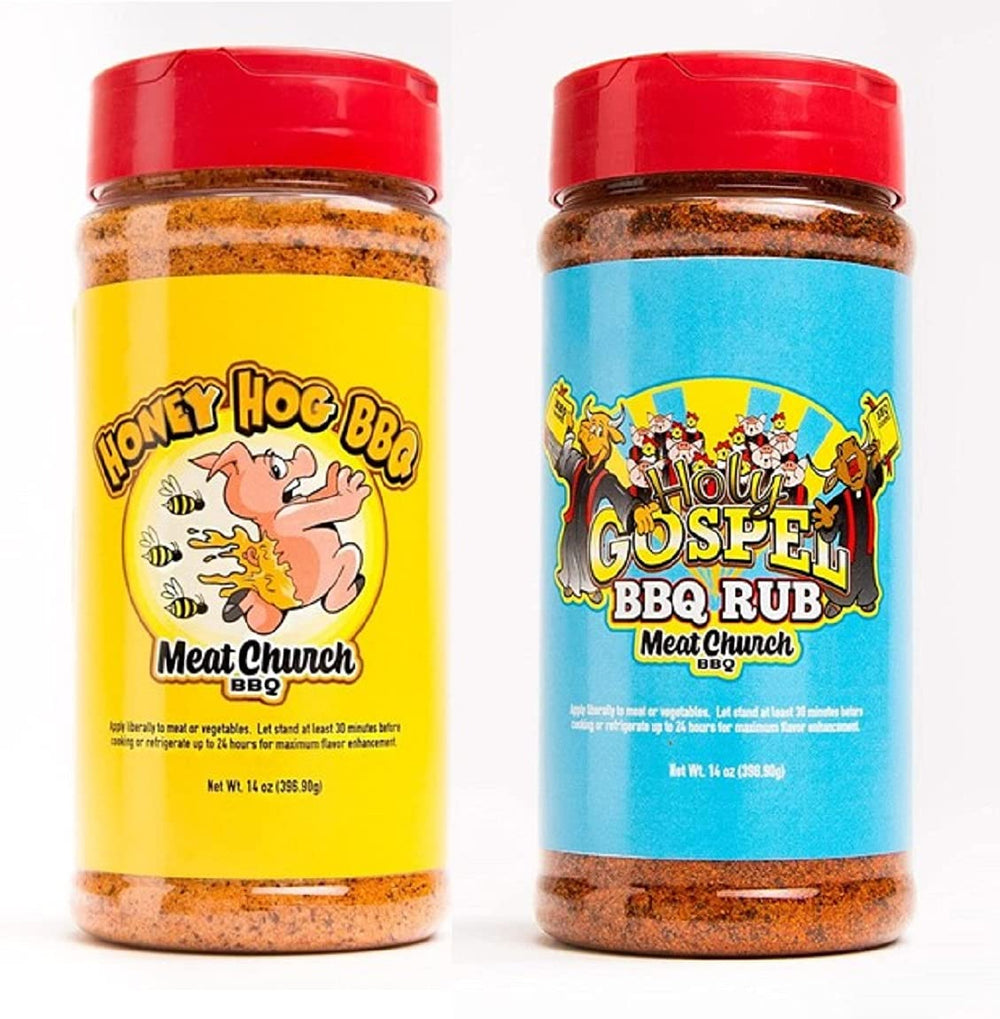 Meat Church Honey Hog bottle with sweet pork seasoning and vibrant color.