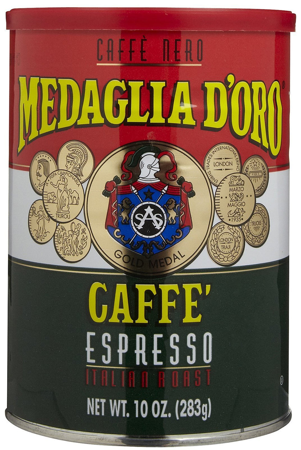 Medaglia D'Oro Regular Coffee can-front highlights classic aroma and versatile brewing options.