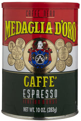 Medaglia D'Oro Regular Coffee can-front highlights classic aroma and versatile brewing options.