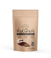 MediDate Coffee Alternative bottle with roasted date seeds supports digestion naturally.