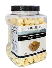 Medley Hills Farm butter mints dish setup—ready to serve at gatherings.
