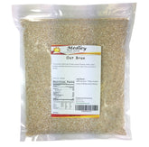 Medley Hills Farm oat bran bag close-up, heat-sealed packaging preserves freshness.