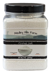 Medley Hills Farm Pretzel Salt in a reusable container for easy storage and quick prep.
