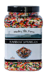 Rainbow sprinkles on cakes and cookies add vibrant color and texture.