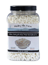 Medley Hills Farm vanilla mini dehydrated marshmallows container for easy storage and topping versatility