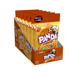 Meiji Hello Panda caramel creme bite-size cookies for quick kid-friendly snacking.