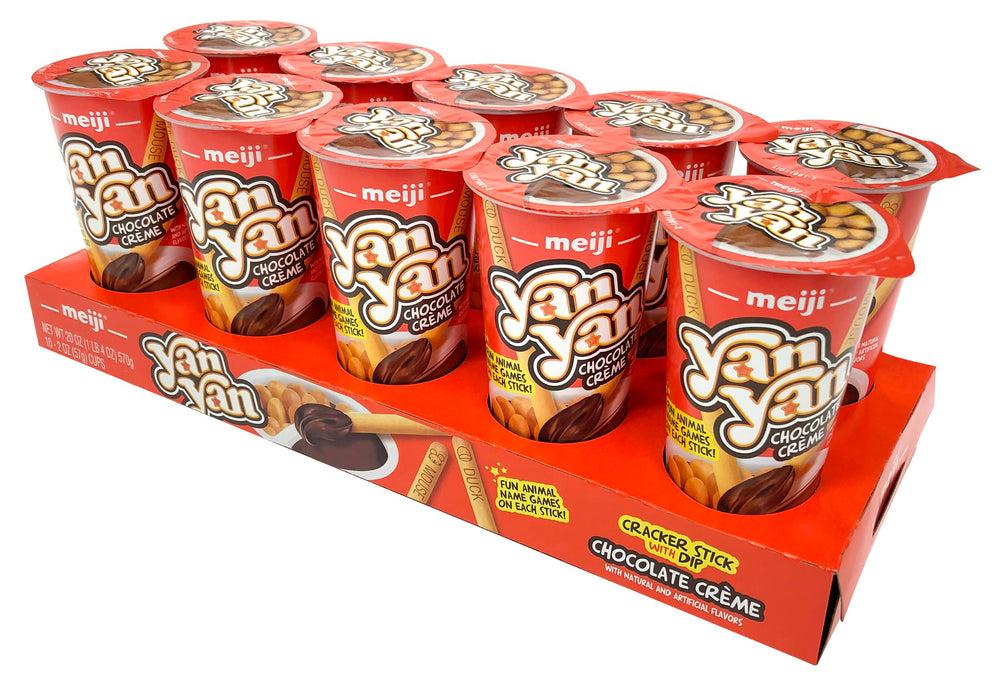 Meiji Yan Yan dipping sticks with chocolate creme cups for a quick treat