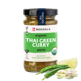 Mekhala Green Curry Paste jar front showing authentic flavor and organic quality