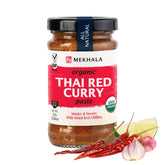 Mekhala Organic Thai Red Curry Paste jar showcasing authentic flavor base for quick meals