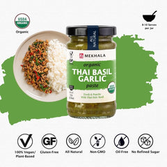 Mekhala Thai Basil Garlic Paste served with rice and vegetables