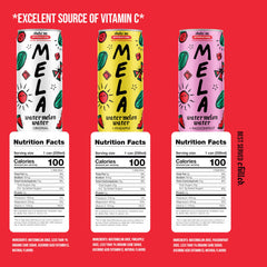 Mela Watermelon Water Passionfruit bottle close-up, a vibrant flavor for active moments.