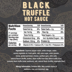 Melinda's Black Truffle Hot Sauce pouring over pasta for luxurious aroma and balanced heat