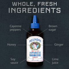 Fresh ingredients highlight soy, ginger, garlic and red chilies in Melinda's sauce.