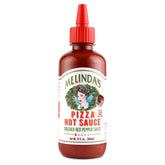 Melinda’s Pizza Hot Sauce bottle front view for bold pizza heat.