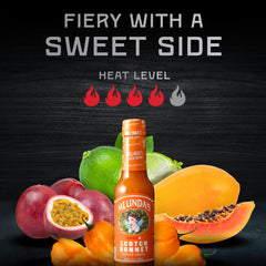 Melinda's Scotch Bonnet sauce pour captures ready-to-use heat to elevate meals.