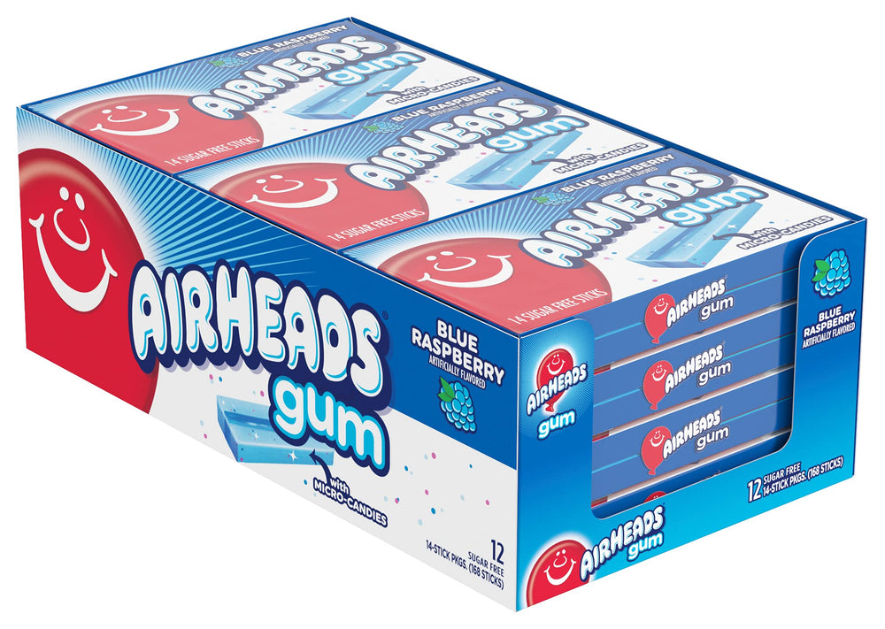 MENTOS Airheads blue raspberry gum stick with tangy flavor for on-the-go chewing