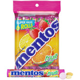 Mentos Fruit Chewy Mint Roll six-pack display for events and quick refreshment.