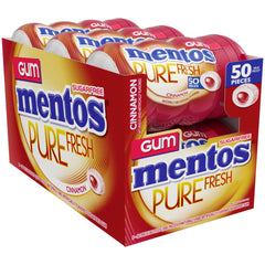 Open Mentos bottle shows resealable cap for lasting freshness.