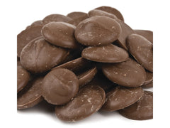 Merckens Cocoa Lite Milk wafers in a 10 lb package for coating