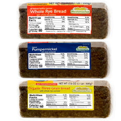 Sliced Mestemacher Organic Three Grain bread ready for toast