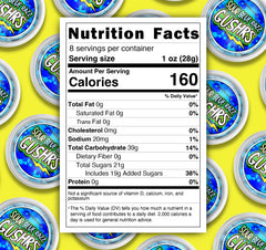 Mexgrim Blue Raspberry Sour Gushers resealable container keeps freshness for on-the-go snacking.