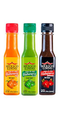 Mexico Lindo green habanero bottle close-up showing peppery aroma.