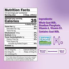Meyenberg evaporated goat milk 12pk packaging highlights easy prep for meals.