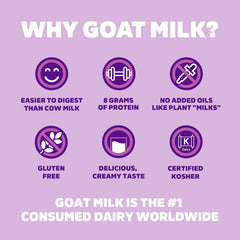 Meyenberg goat milk powder with scoop and cup for quick use