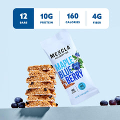 Mezcla Puff Crispy Maple-Blueberry bar packaging highlights gluten-free and vegan features.