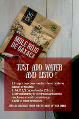 Mi Mole 26-ingredient list highlights bold spices and plant-based heritage.