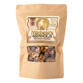 Michele's Granola almond butter jar closeup for gluten-free, dairy-free breakfast.