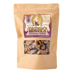Michele’s Granola Cinnamon Raisin bowl with crispy clusters for a satisfying breakfast.
