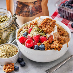 Michele's Granola ingredients: oats and almond butter, gluten-free and dairy-free.