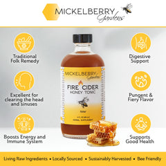 Mickelberry Gardens Fire Cider ginger root focus captures zesty aroma and digestive-friendly spices