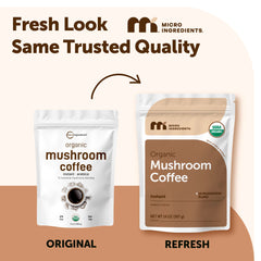 Close-up of Micro Ingredients 10-mushroom blend powder highlighting natural ingredients.