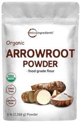 Micro Ingredients Organic Arrowroot Powder 5lb packaging for bulk gluten-free cooking.